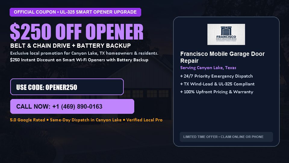 Francisco Mobile Garage Door Repair $250 OFF Premium LiftMaster Opener Installation